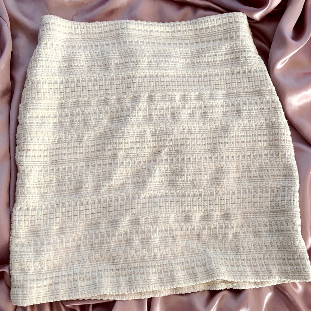White knit mini skirt